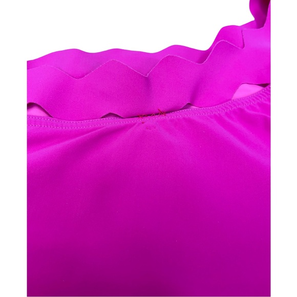 Karla Colletto Hot Pink One Shoulder Scallop One Piece Havana Swimsuit – Size 10 - Picture 6 of 14